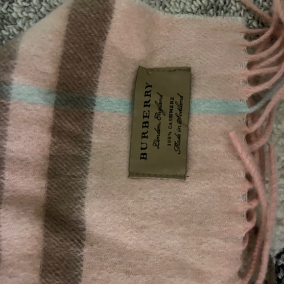BURBERRY fringe Check pattern apparel Scarf Cashmere pink - Picture 3 of 5